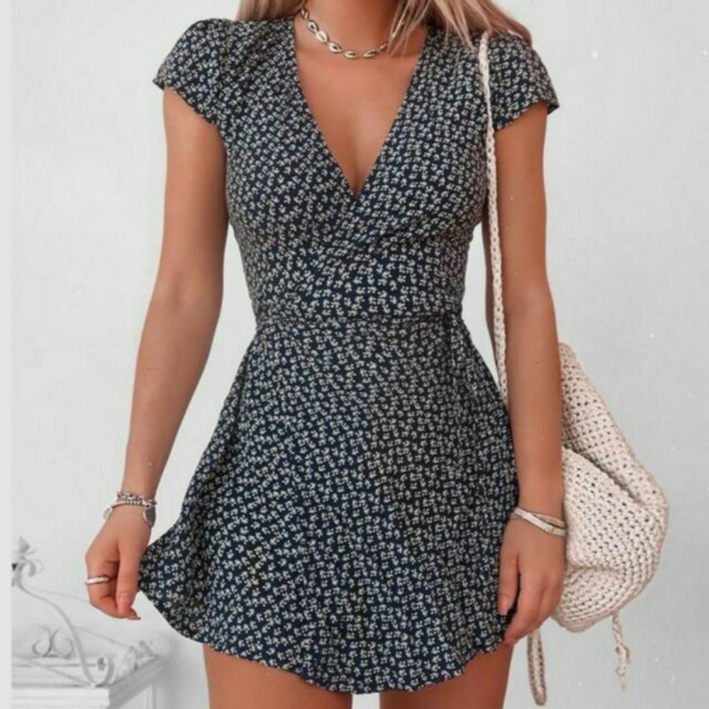 Brandy Melville Navy Floral Mini Dress